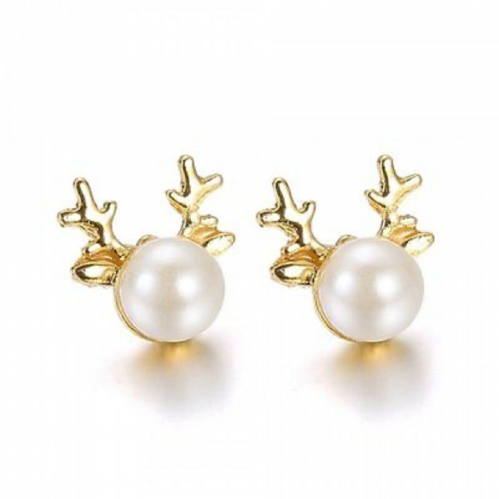 New Pearl Reindeer earrings Christmas Stud
